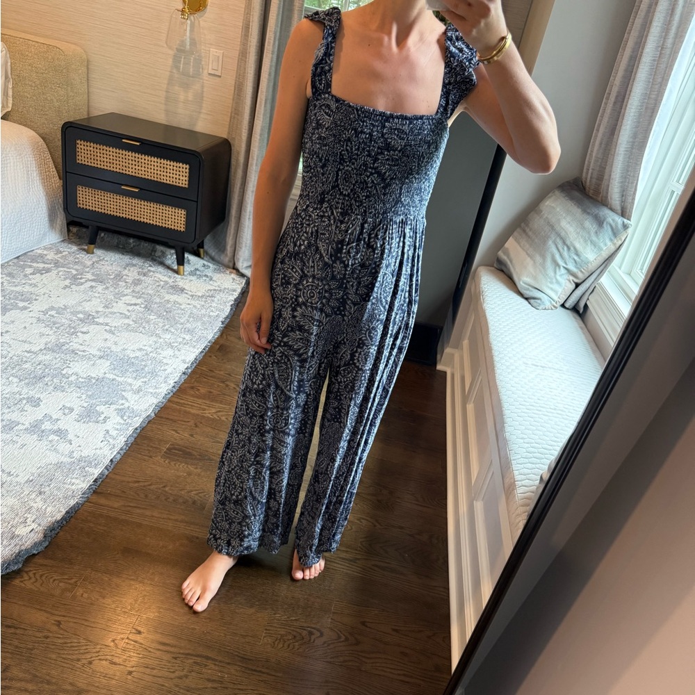 Madewell Navy Patterned Jumpsuit